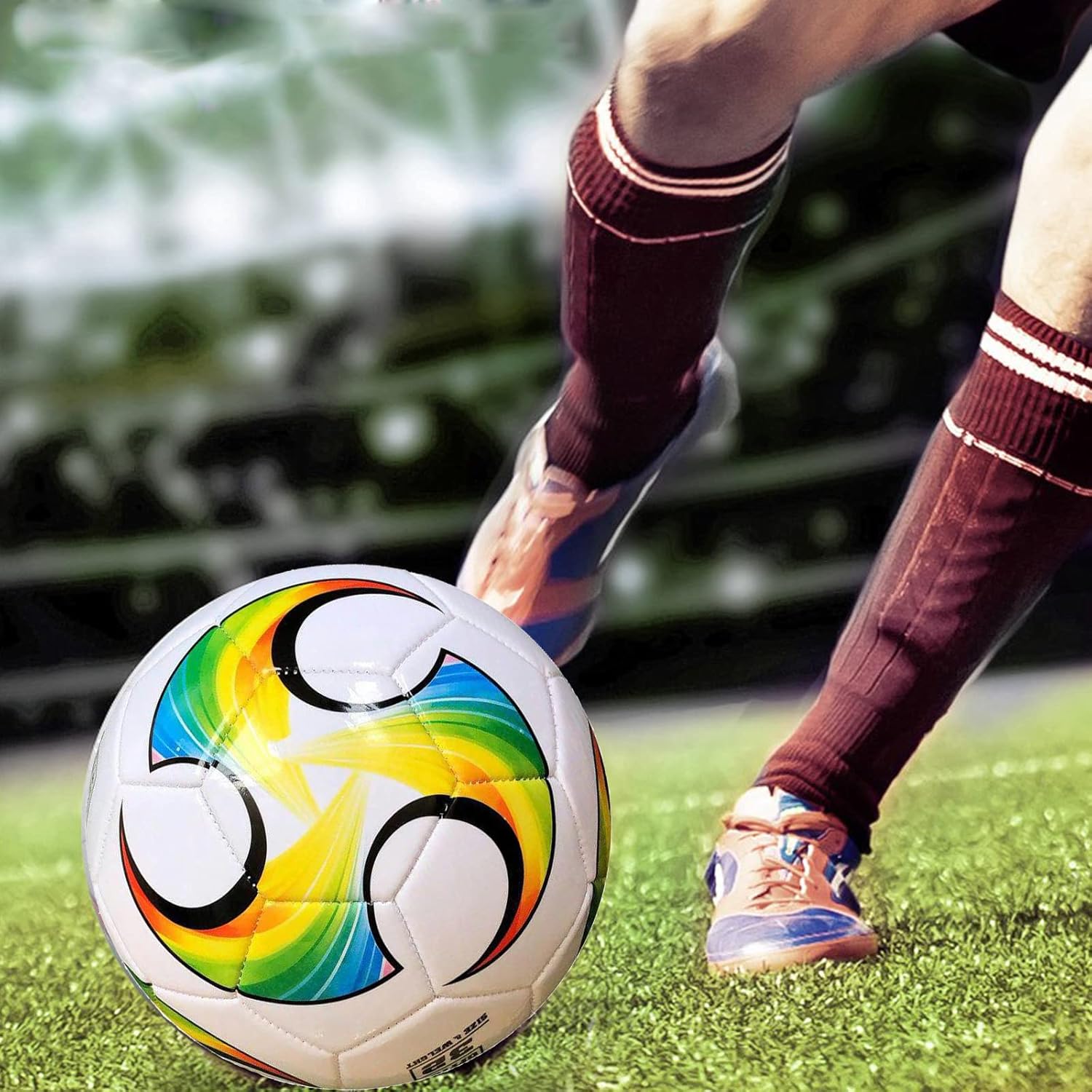 ABAJI Balón de fútbol Tamaño 2,3,4,5 Superficie de PU Tejido apretado Color vivo con bomba y aguja Adecuado para entrenamiento o regalo
