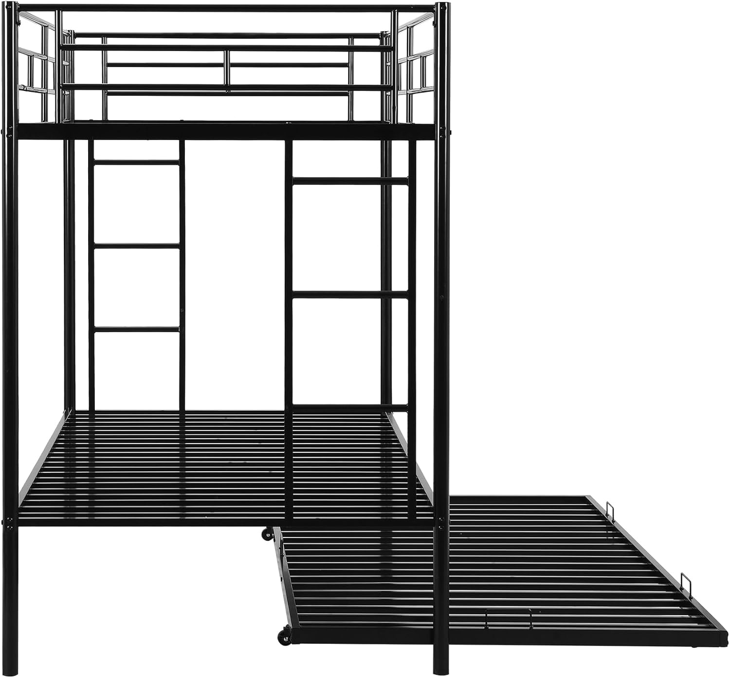 Merax Litera individual sobre cama individual con nido, marco de litera de metal con riel de protección resistente y 2 escaleras para dormitorio,
