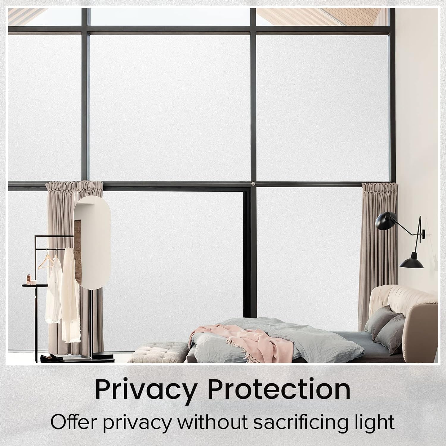 rabbitgoo – Película opaca de privacidad para ventana, cubierta esmerilada extraíble con adhesión estática sin pegamento, control de calor para