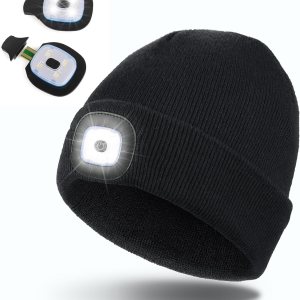 Hatlight Regalos de Navidad para hombres Unisex LED Beanie con dos lámparas manos libres Kint faro sombrero con luz (negro) Hatlight Regalos de Navidad para hombres Unisex LED Beanie con dos lámparas manos libres Kint faro sombrero con luz (negro)
