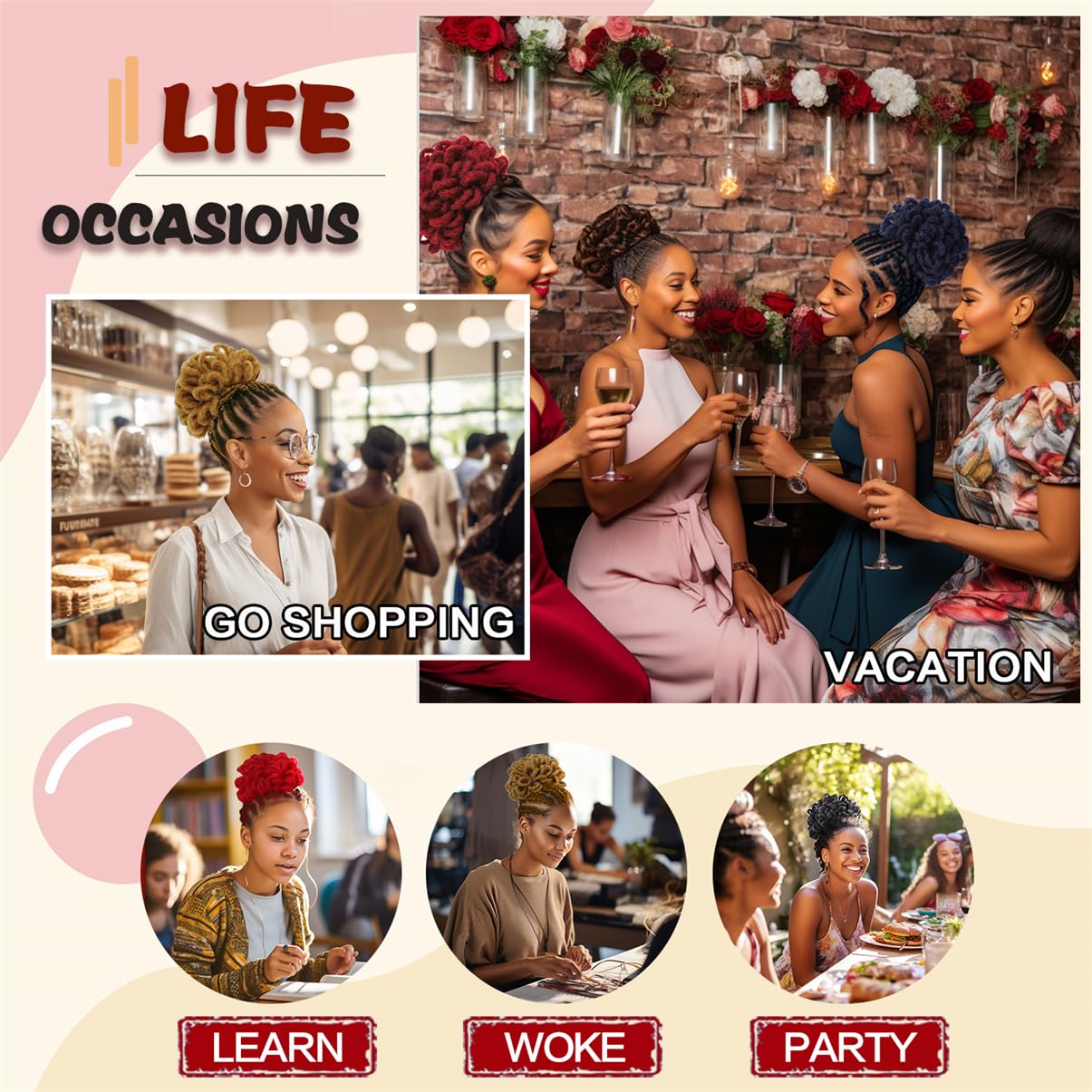 Liliyab DreadLocks Chignons Afro High Puff – Cola de caballo con cordón para coleta, extensiones de pelo sintético con clip, cola de caballo para