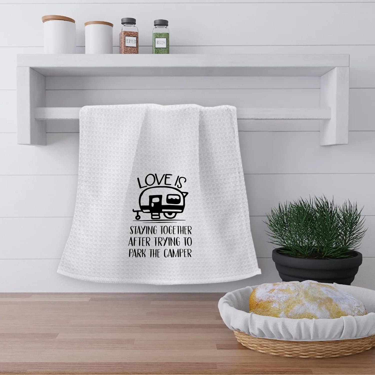 Love is Staying Together After Trying to Park The Camper – Toallas de cocina altamente absorbentes, toallas de mano para camping, toalla de té para