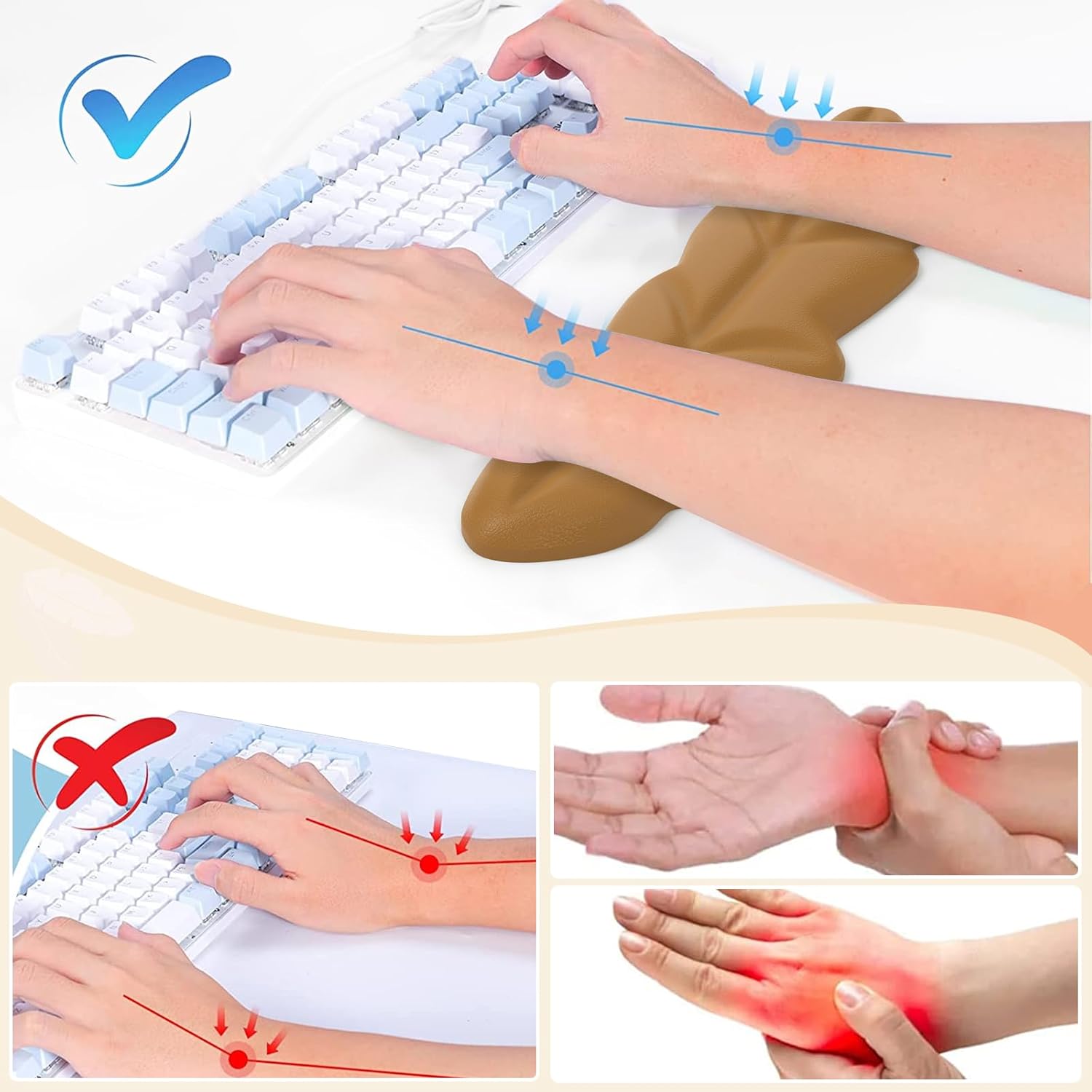 iCasso Juego de reposamuñecas para teclado, almohadilla ergonómica de espuma viscoelástica para teclado y mouse, fácil de escribir y aliviar el