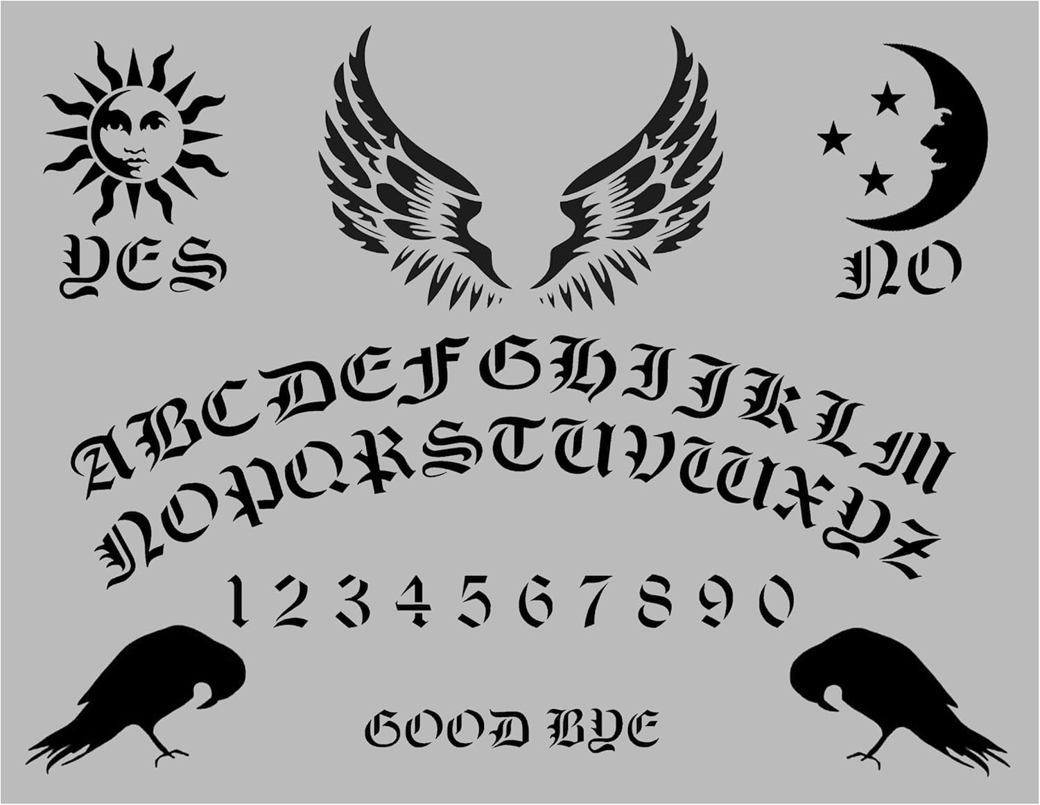 Plantilla de tablero Ouija de diseño personalizado, plantilla reutilizable (hoja de 8.5 x 11 pulgadas) para pintar en paredes, madera, artes y