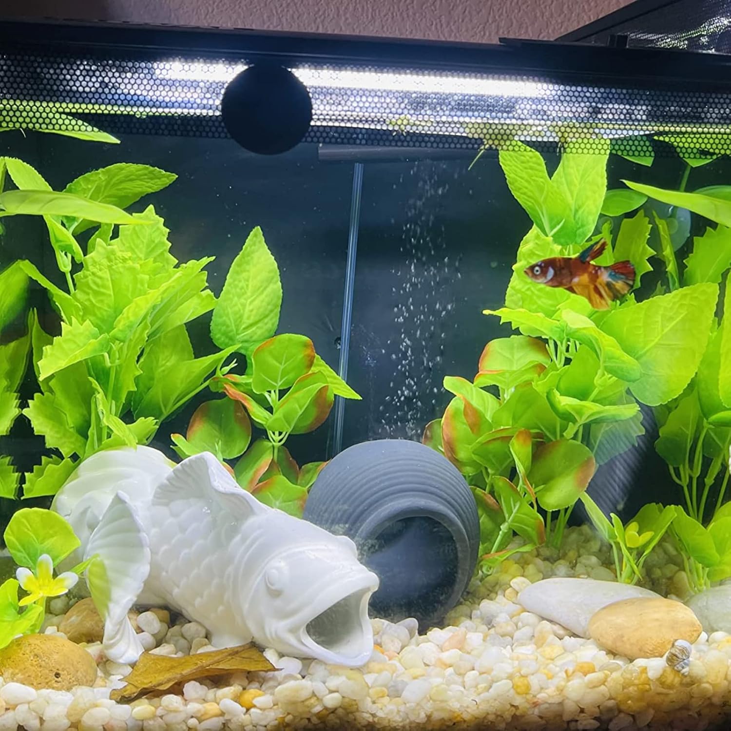 Tarro de cerámica para decoración de acuario, cueva de cría de camarones, adornos para pecera de peces betta, cíclidos de camarones Amano para