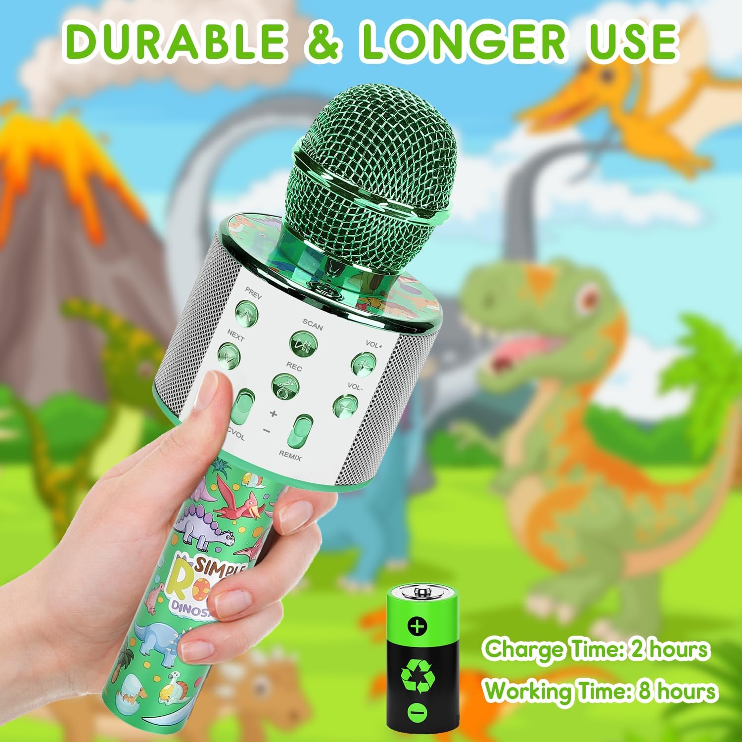 Niskite Micrófono de juguetes para niños pequeños micrófono para niños con dinosaurio – Popular juguetes para niños de 2 3 4 5 6 7 8 años de edad,