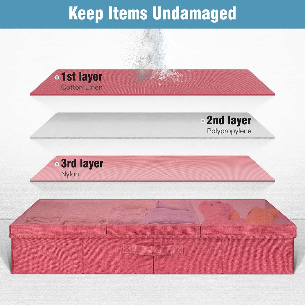 Almacenamiento debajo de la cama con tapas, paquete de 3 contenedores grandes de almacenamiento debajo de la cama, caja organizadora con asa,