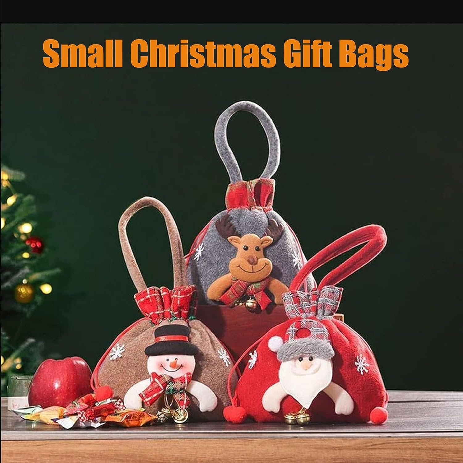 KEIGPERI 1 juego de bolsas para muñecas de regalo de Navidad, bolsas de regalo reutilizables con cordón, bolsas de regalo de Navidad con cordón,