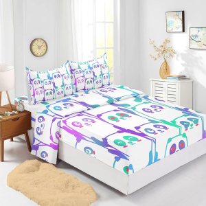 BailiPromise Juego de sábanas de 4 piezas con diseño de panda de dibujos animados tamaño Queen, diseño de animales kawaii, sábana bajera estampada BailiPromise Juego de sábanas de 4 piezas con diseño de panda de dibujos animados tamaño Queen, diseño de animales kawaii, sábana bajera estampada