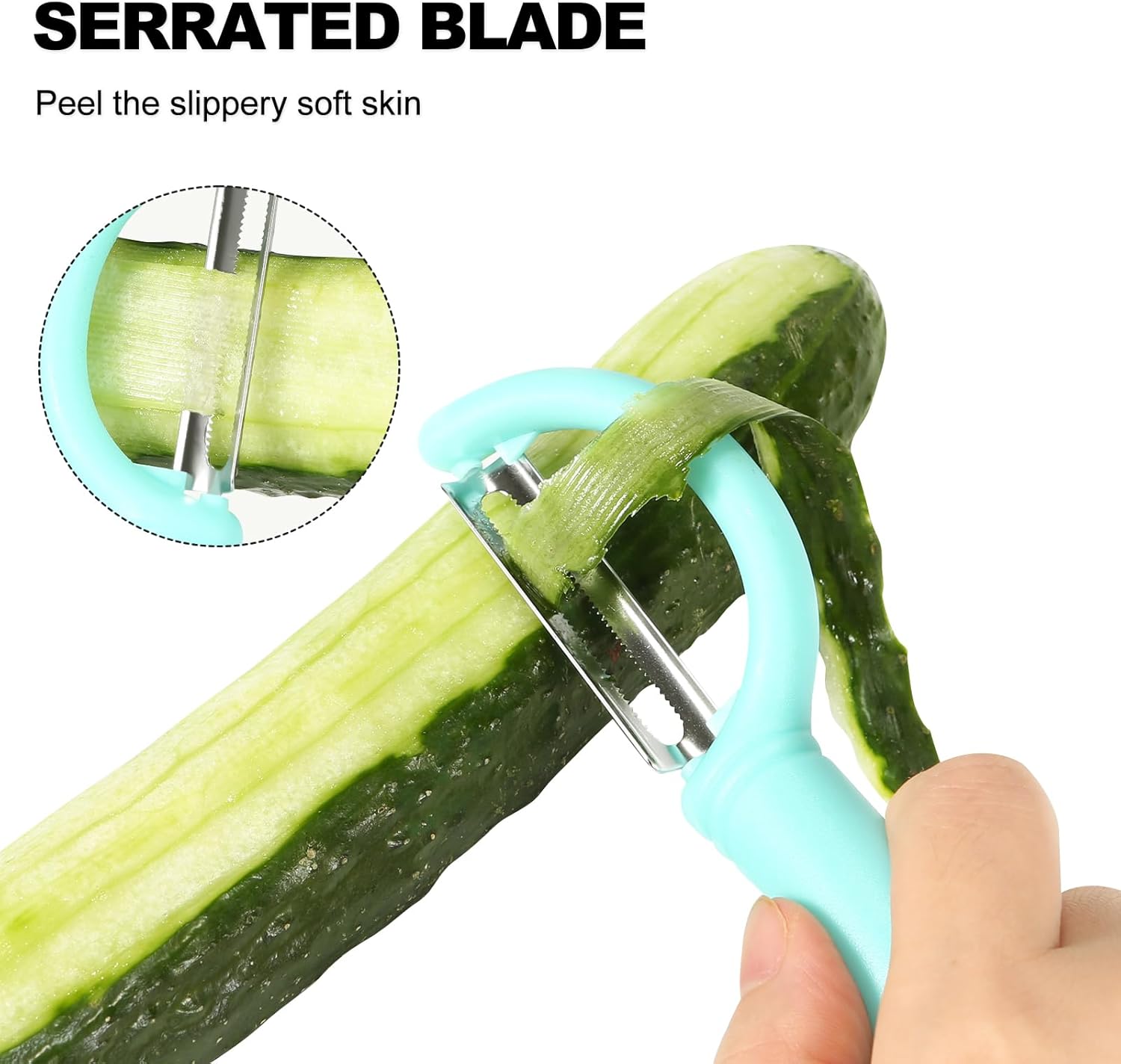 Juego de 3 peladores de verduras con pelador recto, pelador dentado para cocina, para frutas, zanahorias, verduras, pelador de papas, hoja afilada,