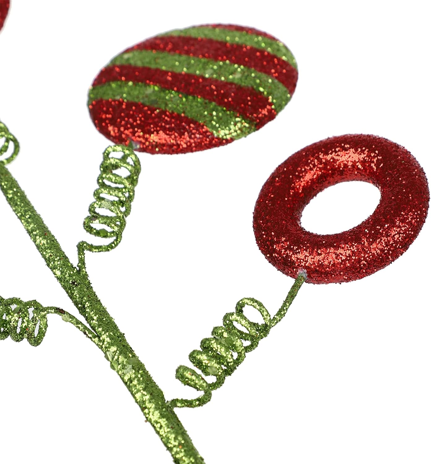 MANMAOHE 6 piezas de palillos y aerosoles de Navidad con purpurina de 16.5 pulgadas, tallos de dulces de Navidad, paletas, adornos para árbol de