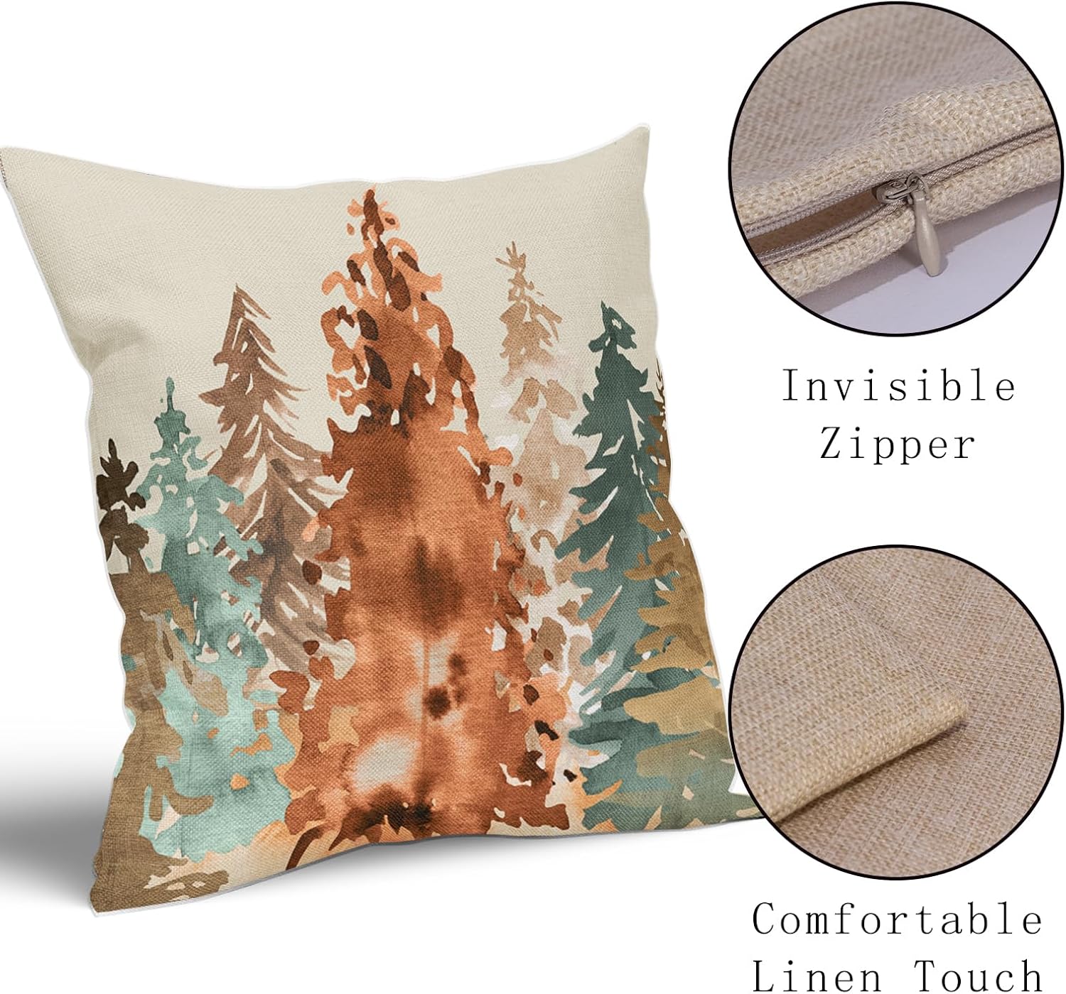 Sweetshow Juego de 2 fundas de almohada de color otoñal de 20 x 20 pulgadas, estilo rústico, acuarela, árbol de otoño, con temática de naturaleza,