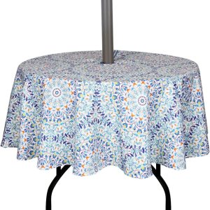 Outdoor Tablecloth Water Resistant Polyester Fabric Tropical Leaves Table Cover with Zipper Umbrella Hole for for PicnicPartyDinnerPatio Garden Outdoor Tablecloth Water Resistant Polyester Fabric Tropical Leaves Table Cover with Zipper Umbrella Hole for for PicnicPartyDinnerPatio Garden