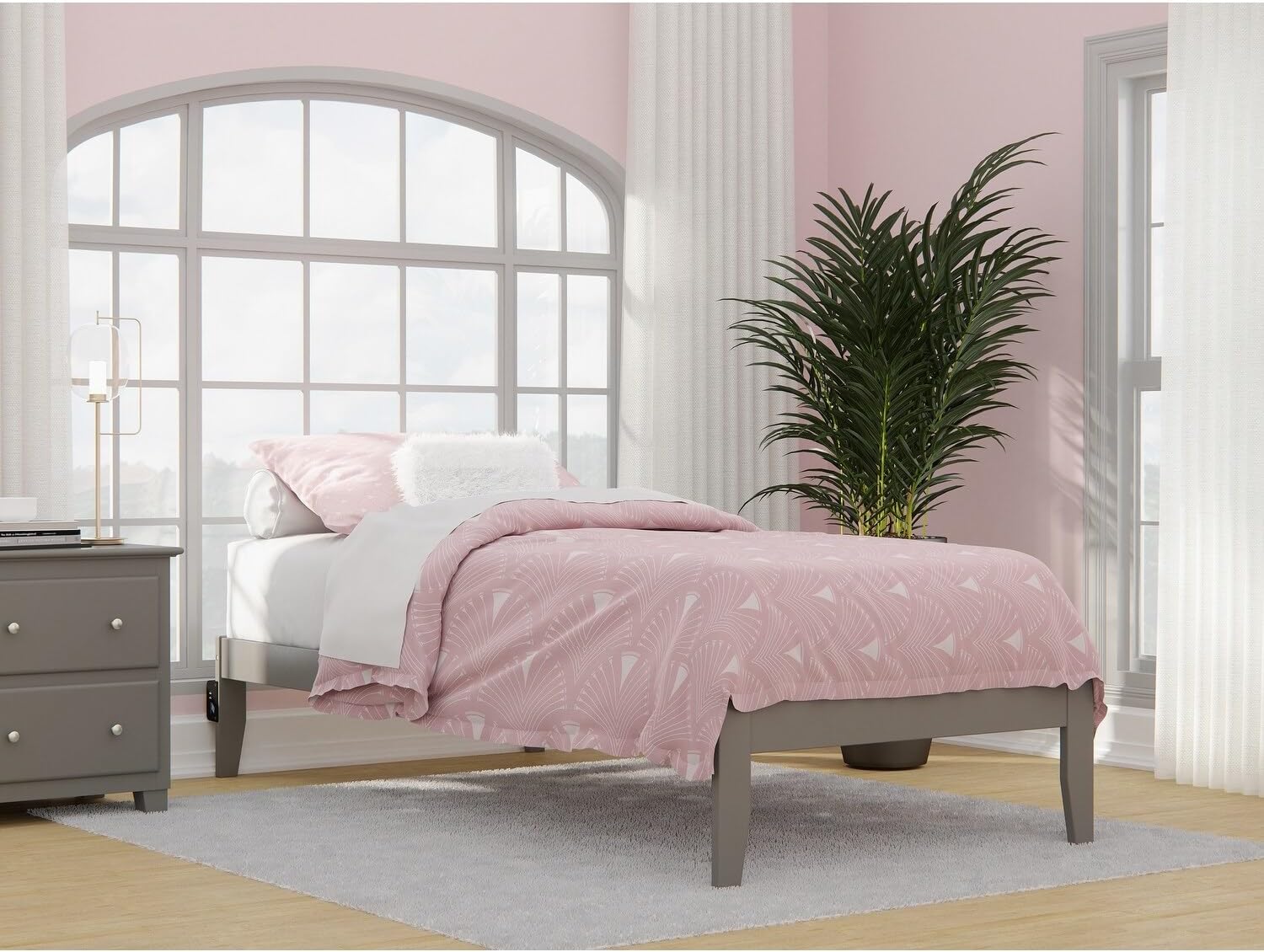 AFI Colorado – Cama de plataforma tamaño individual XL con estación de carga, color gris