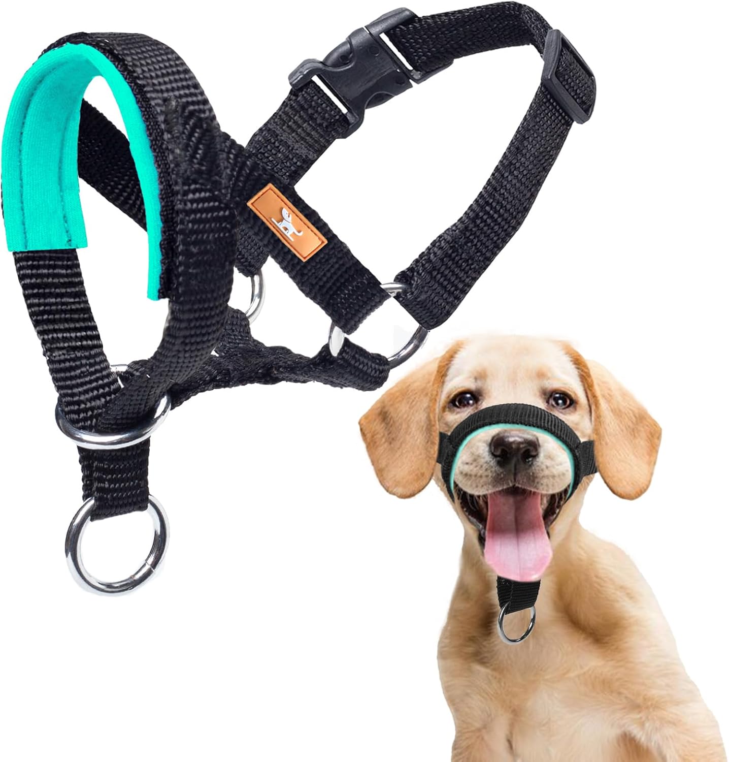Collar de cabeza de perro con tela suave, arnés para la cabeza para evitar tirones del perro, correa para la cabeza para perros pequeños, medianos y