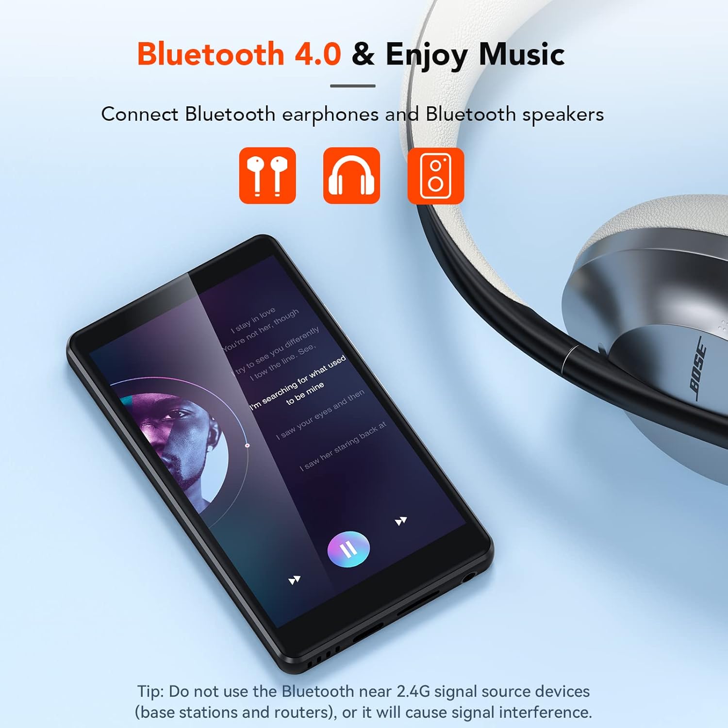 AGPTEK Reproductor MP3 WiFi de 80 GB con Bluetooth y cámara de 5 MP, pantalla táctil de 4 pulgadas, reproductor de música sin pérdidas, aplicaciones