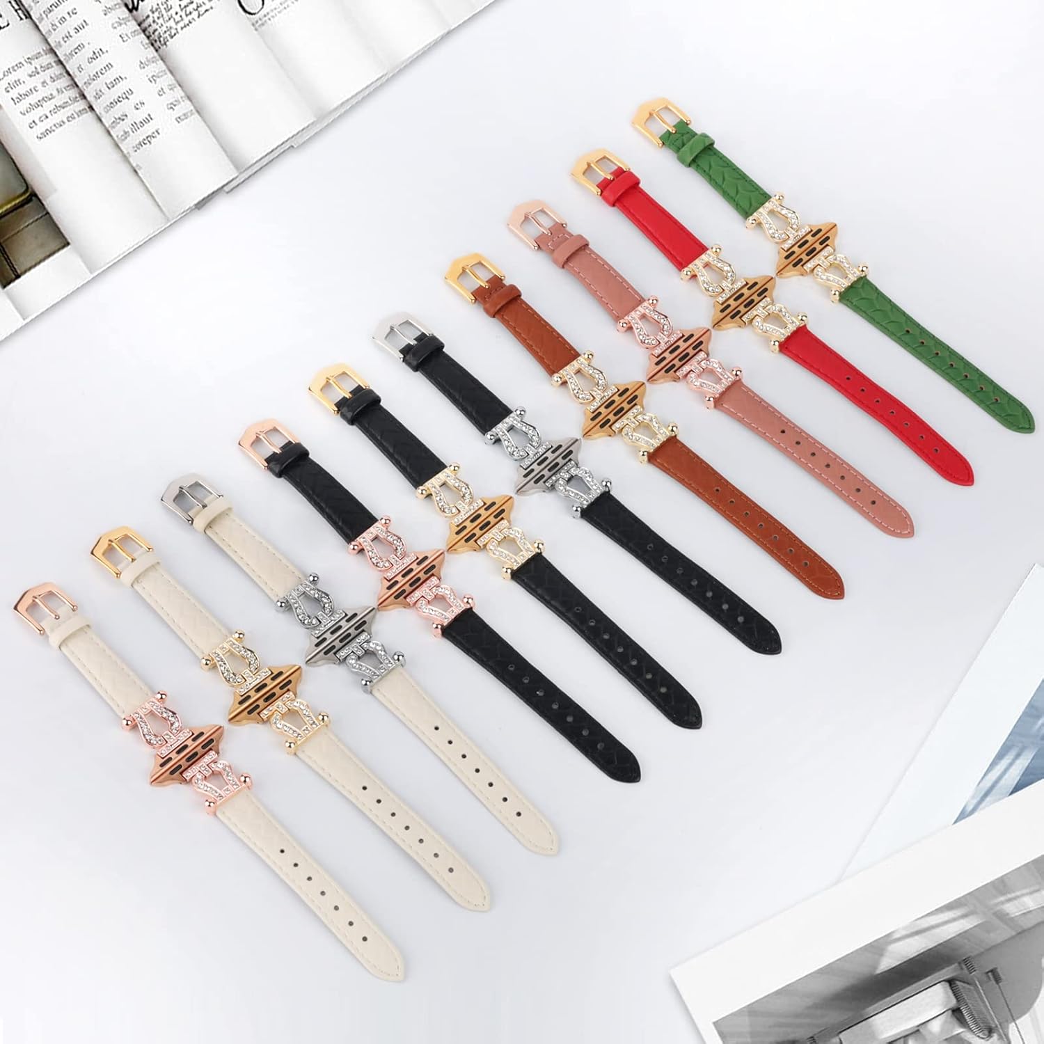 mxiixnai Correas de cuero compatibles con Apple Watch Band para mujeres de 1.496 in, 1.575 in, 1.614 in, 1.654 in, 1.732 in, 1.772 in, 1.929 in