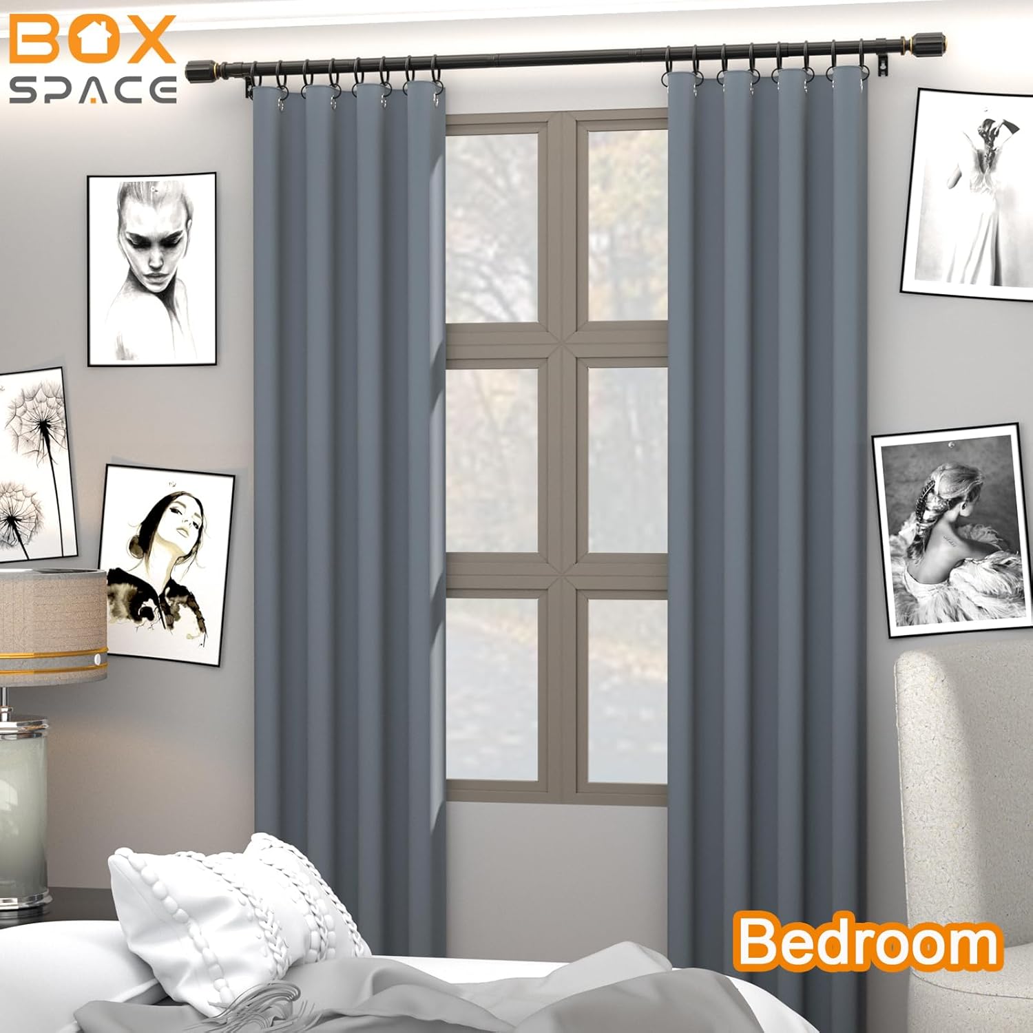 Barras de cortina para ventanas de 66 a 120 pulgadas de diámetro, barras de cortina negras ajustables, decorativas, resistentes, largas, para sala