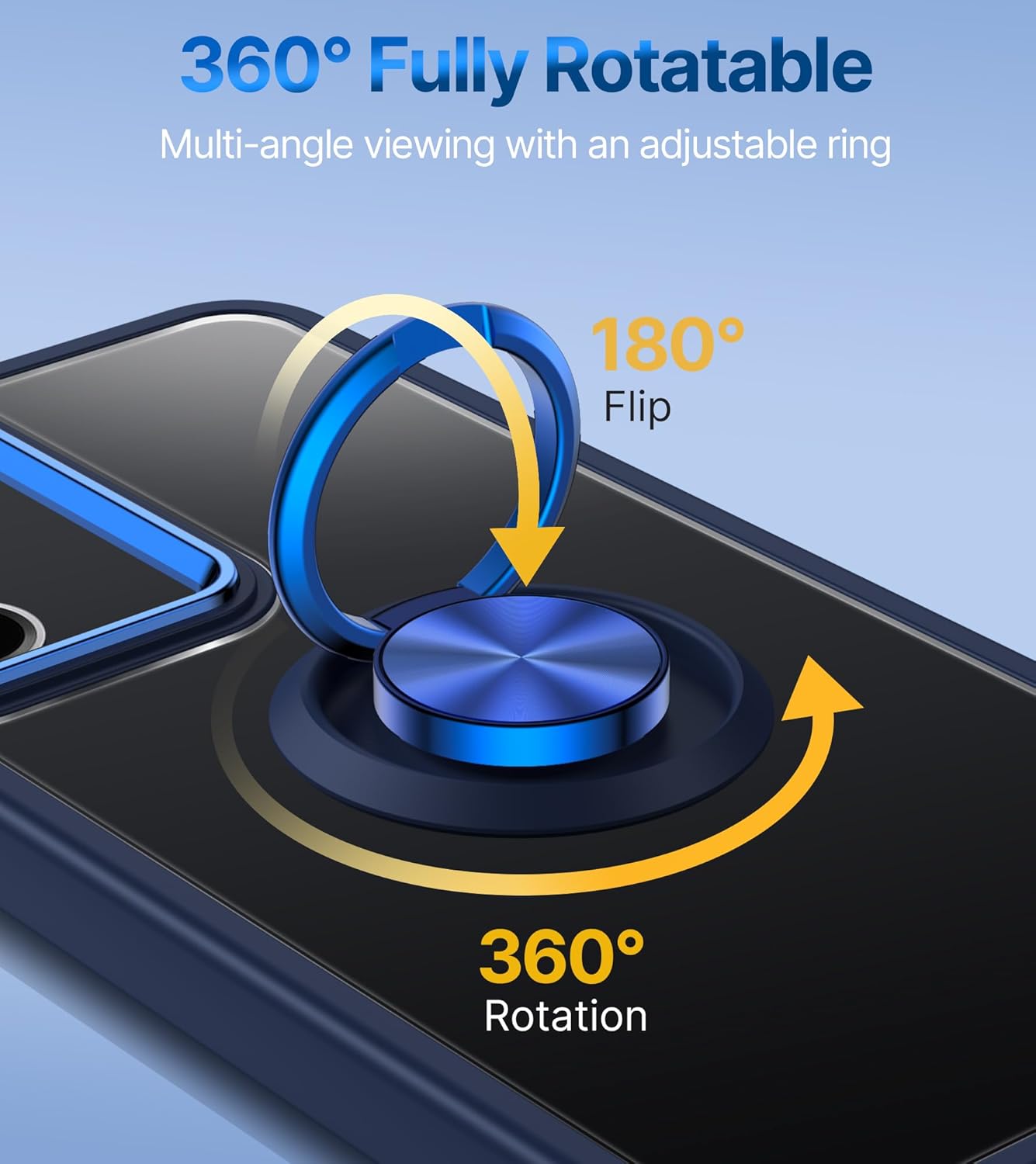 Silverback Funda transparente para Samsung Galaxy S23 con soporte de anillo, a prueba de golpes, delgada, ligera, funda protectora para Galaxy S23