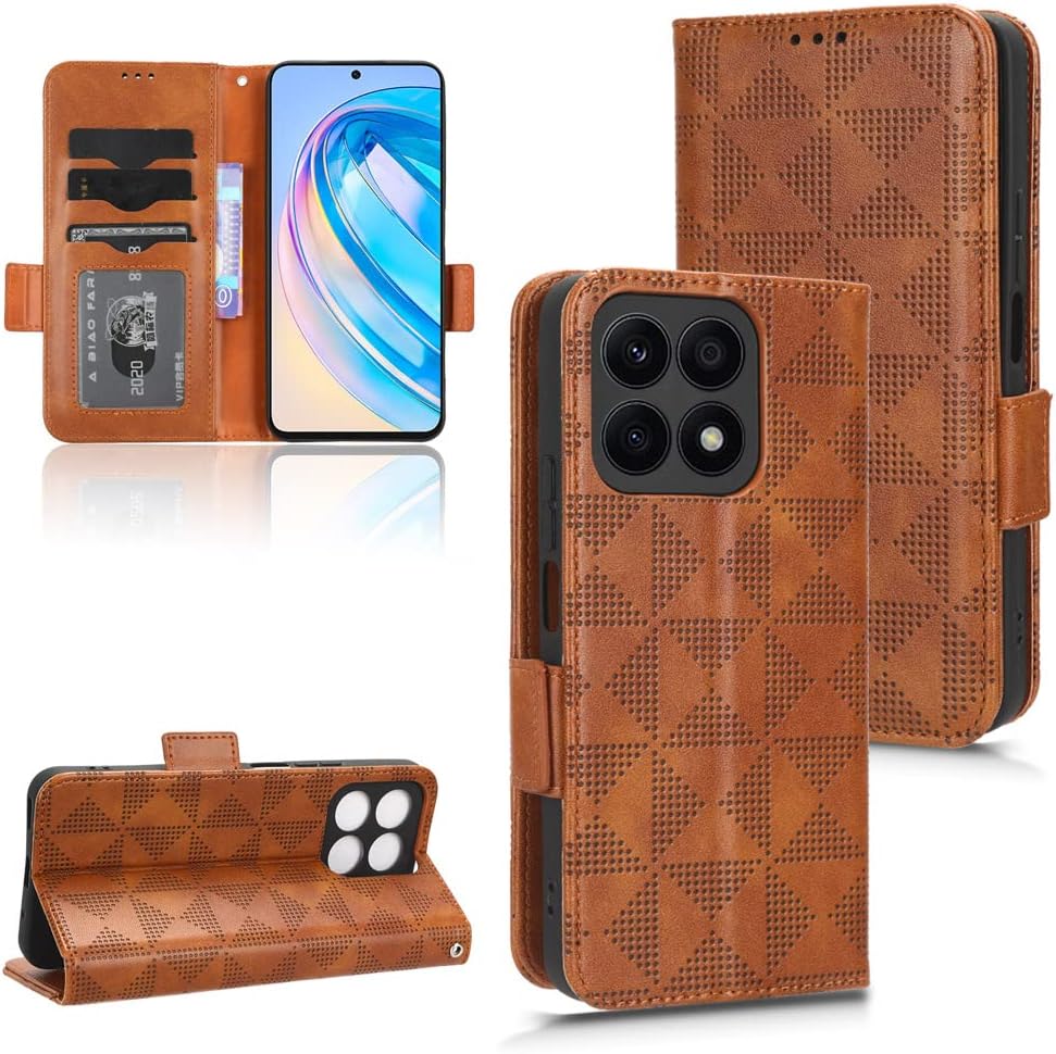 Case for Honor X8a CRT-LX1 CRT-LX2 CRT-LX3 – Funda de piel con función atril y tapa para Honor X8a, color marrón
