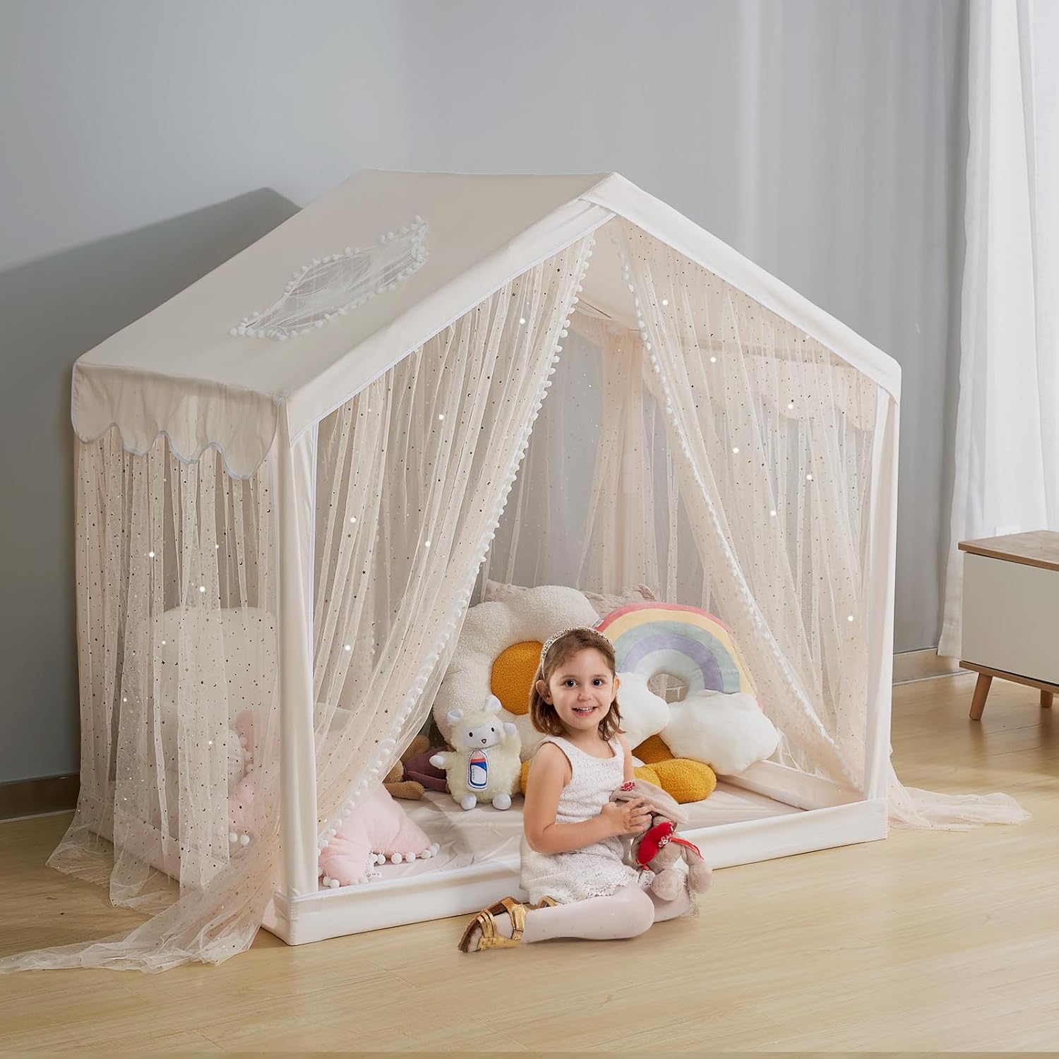LOAOL Tienda de campaña para niños, casa de juegos transpirable para niños pequeños, tienda de campaña grande para interiores y exteriores, tienda