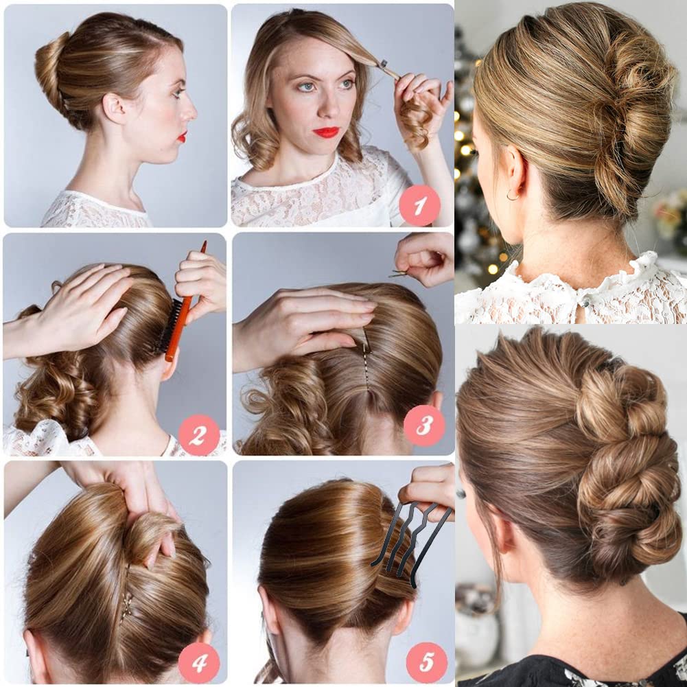 4 peines en forma de U para el cabello para mujer, accesorios para el cabello, peines laterales para moño, estilo francés, tenedores para peinado