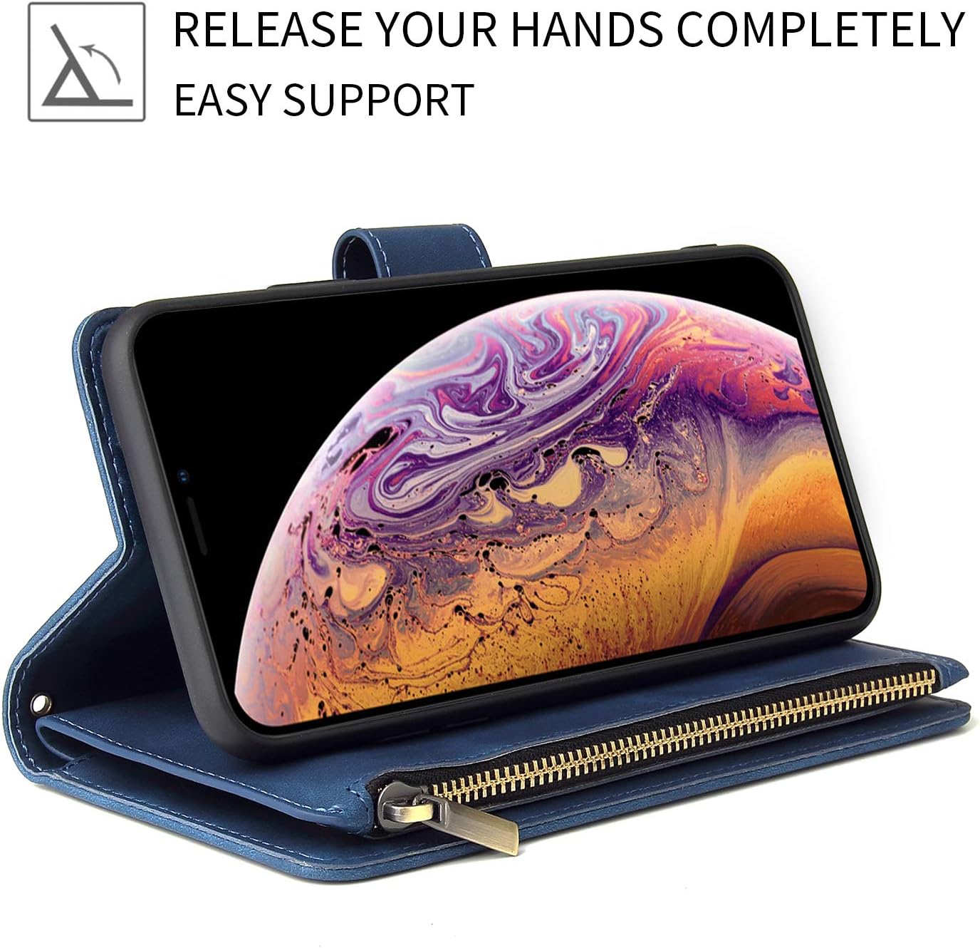 UEEBAI Funda tipo cartera para Samsung Galaxy S8, de piel sintética vintage de alta calidad, cierre magnético, bolsillo con cremallera, ranuras para