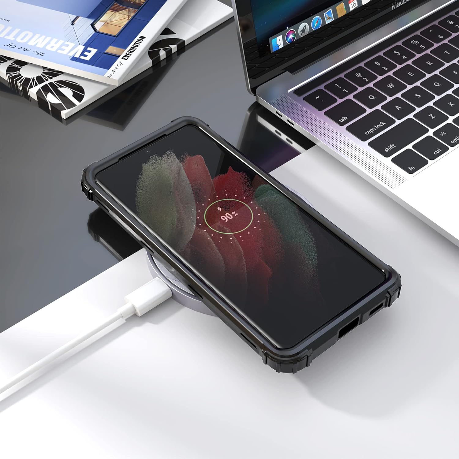 IDweel Funda para Samsung Galaxy S21 Ultra 5G, híbrida 3 en 1 a prueba de golpes, resistente, protección de policarbonato duro, silicona suave,