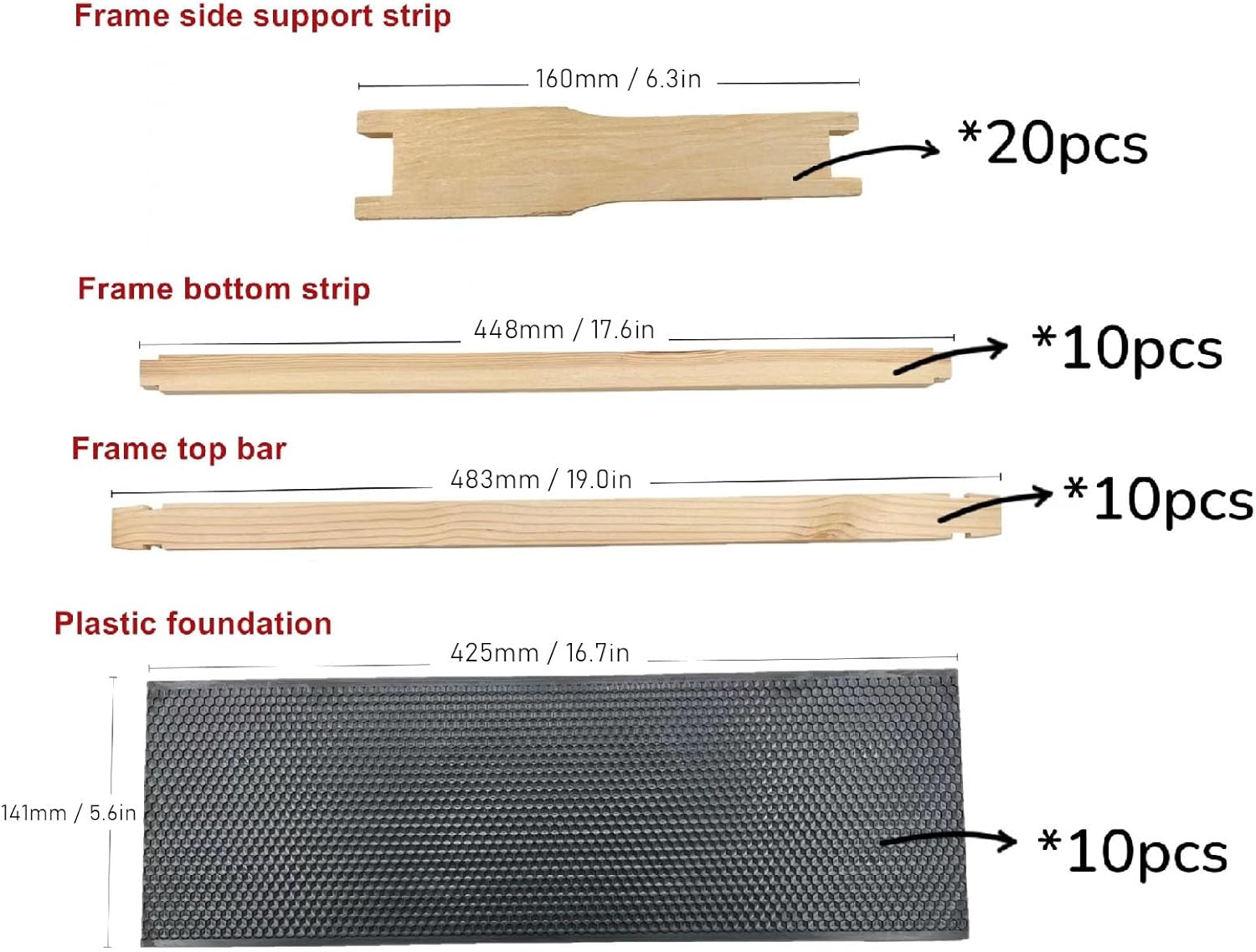 TOPINCN 10 Set Beehive Frames and Foundations Nest Foundation Sheets Beekeeping Bee Frame Shallow Box Supplies Honey Bee Deep Beehive Frames