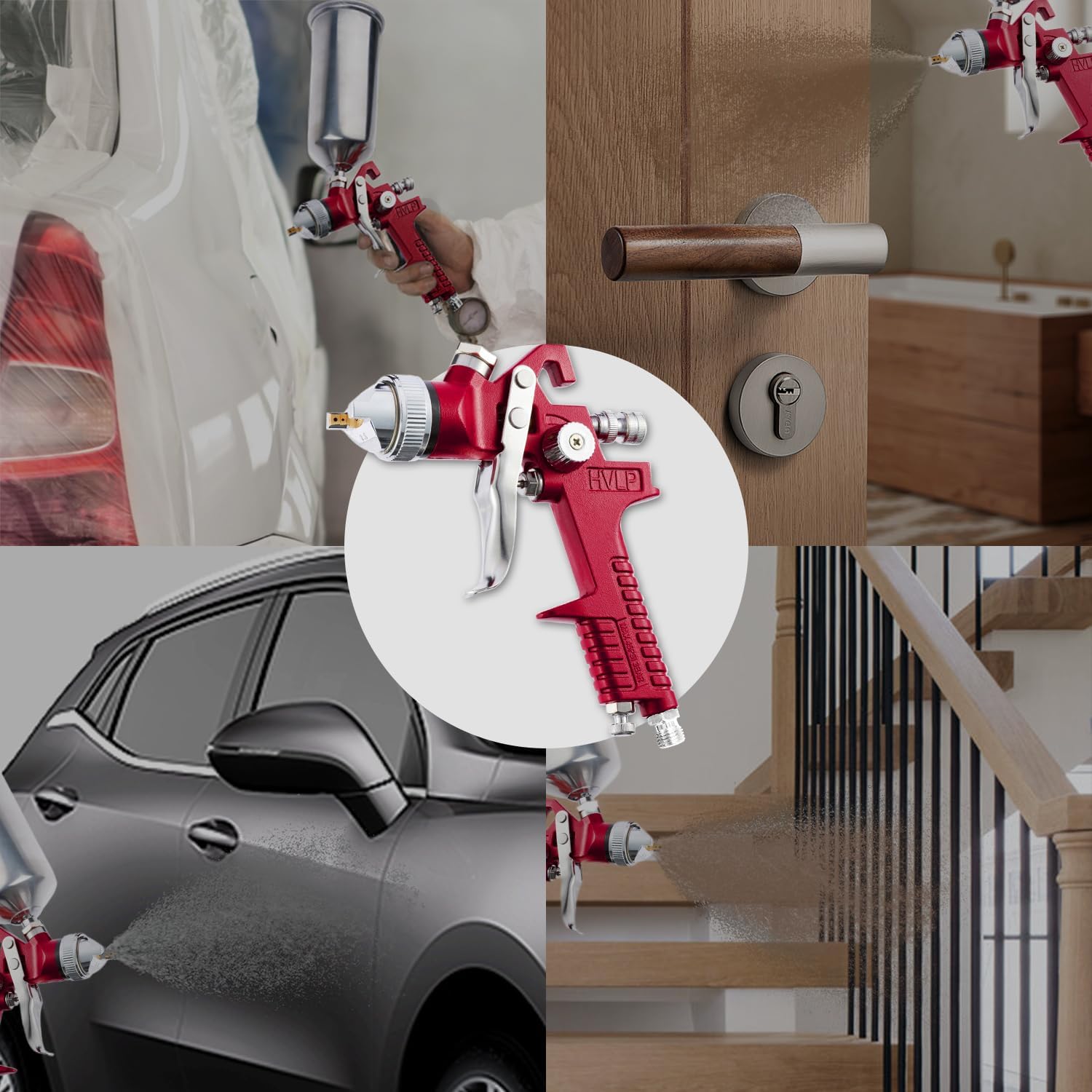 HVLP – Pistola pulverizadora de pintura automática, pistola de pulverización de aire con boquillas de 1.41.70.079 in, capacidad de 33.8 fl oz y