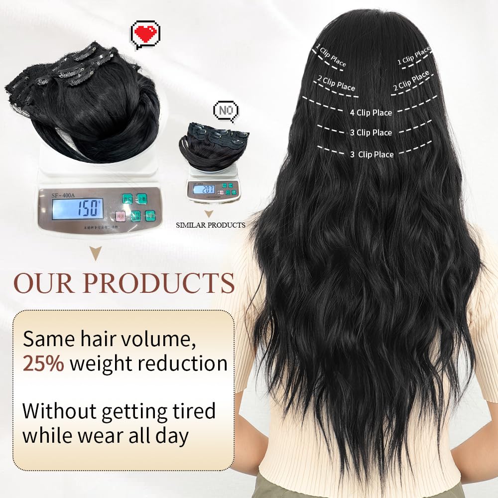 Extensiones de cabello marrón con clip para mujer, 7 unidades, extensiones de cabello largo y rizado, extensiones de cabello largo y grueso,