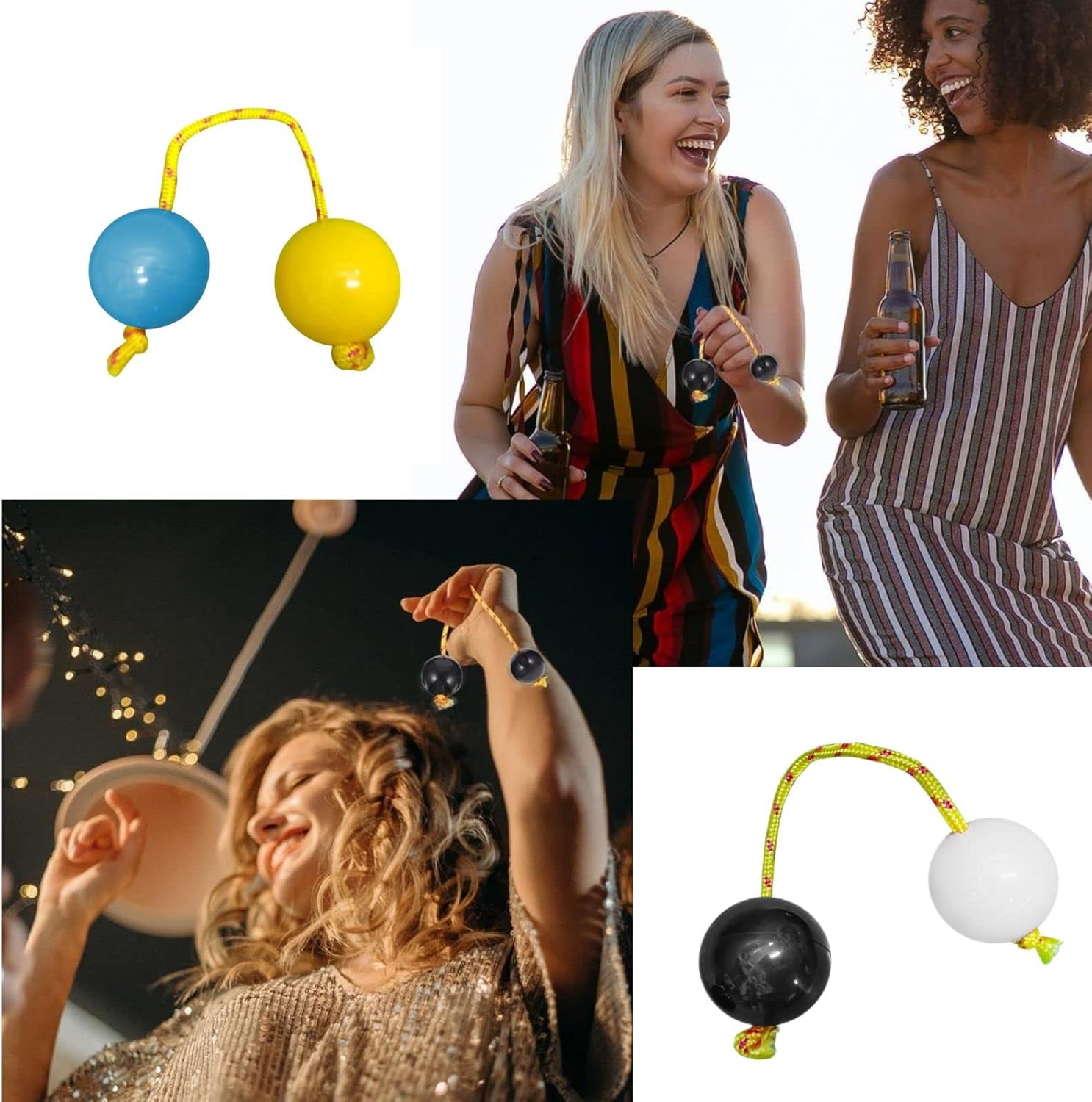 Aslatuas – Instrumento de bola rítmica Kashaka, 2 pares de agitadores de huevos de música ABS Kashaka, doble calabaza, fácil de jugar para adultos y