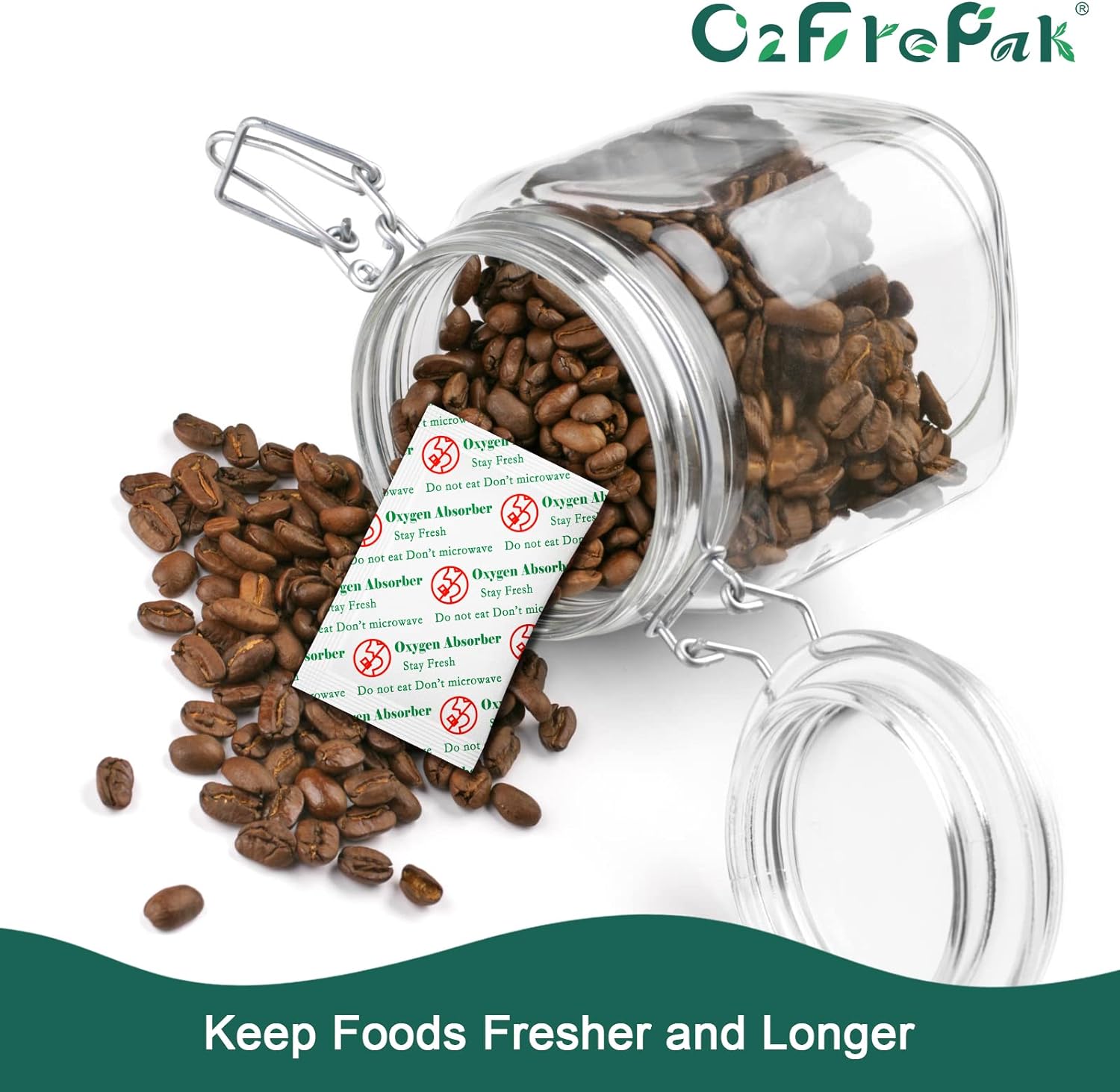 O2frepak Paquetes de absorbentes de oxígeno de grado alimenticio de 1500CC (paquete de 30) para almacenamiento de alimentos hecho en casa y a largo