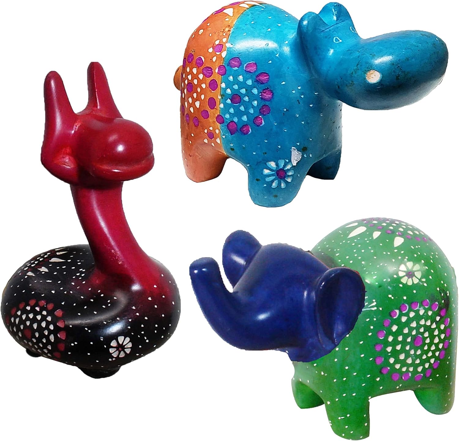 Safari africano de la selva de animales gorditos de 4 pulgadas, tacto humano auténtico, suave, elegante, fresco y relajante, juego de 3 figuras