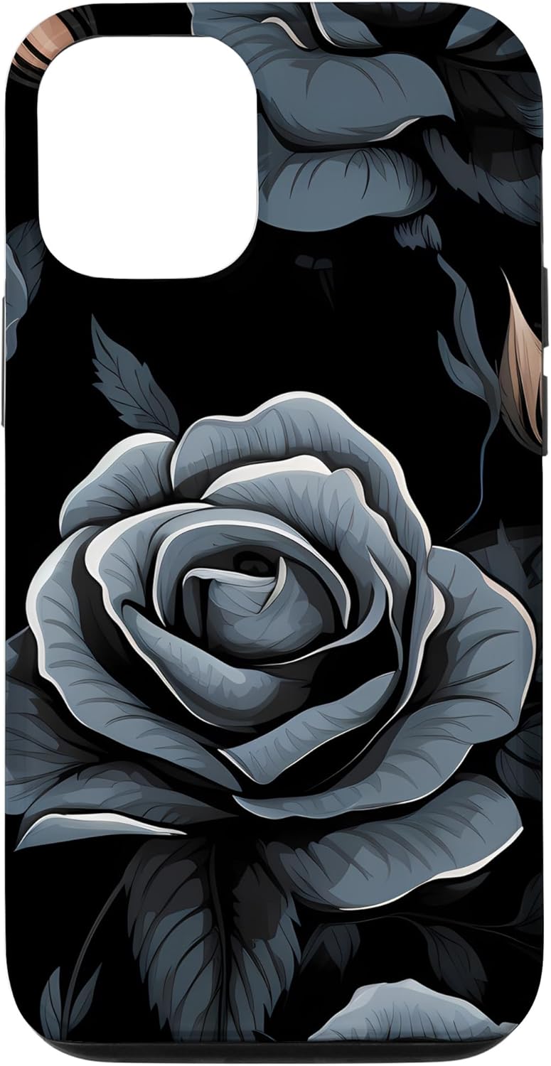 Funda para iPhone 1212 Pro Black Rose Floral Flower