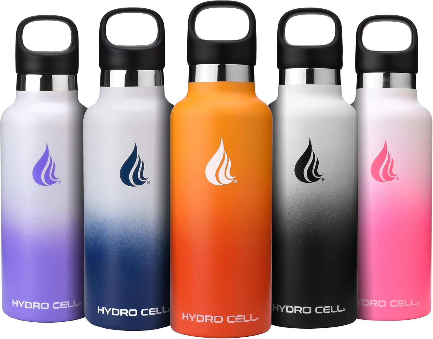 HYDRO CELL – Botella de agua de acero inoxidable con popote y tapa estándar (940, 710, 590, 470 ml), mantiene los líquidos calientes o fríos con