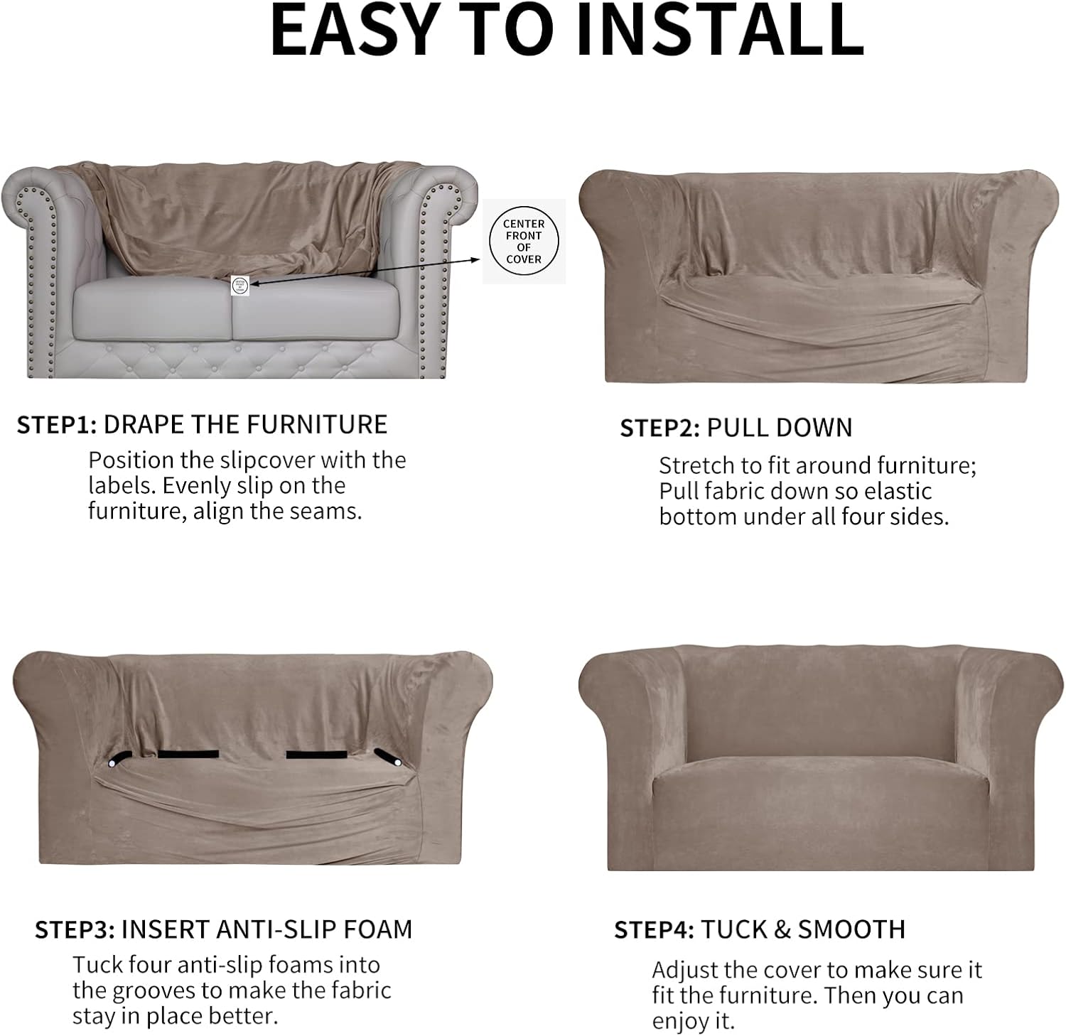 Easy-Going Funda de terciopelo elástico estilo Chesterfield para sala de estar, suave y antideslizante, protector de muebles para perros (sofá