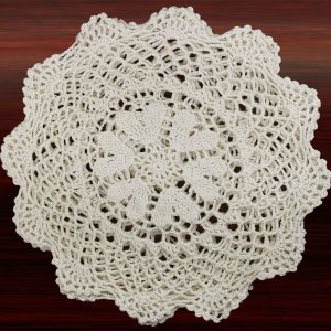 Juego de 6 piezas redondas de encaje de ganchillo de algodón hechas a mano de 10 pulgadas con corazones beige, juego de 6 piezas para el día de San Juego de 6 piezas redondas de encaje de ganchillo de algodón hechas a mano de 10 pulgadas con corazones beige, juego de 6 piezas para el día de San