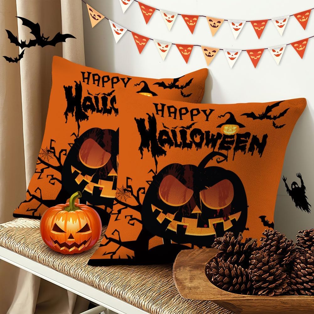 Fundas de almohada decorativas de Halloween de 18 x 18 pulgadas, fundas de almohada de granja, fundas de almohada decorativas, decoraciones de