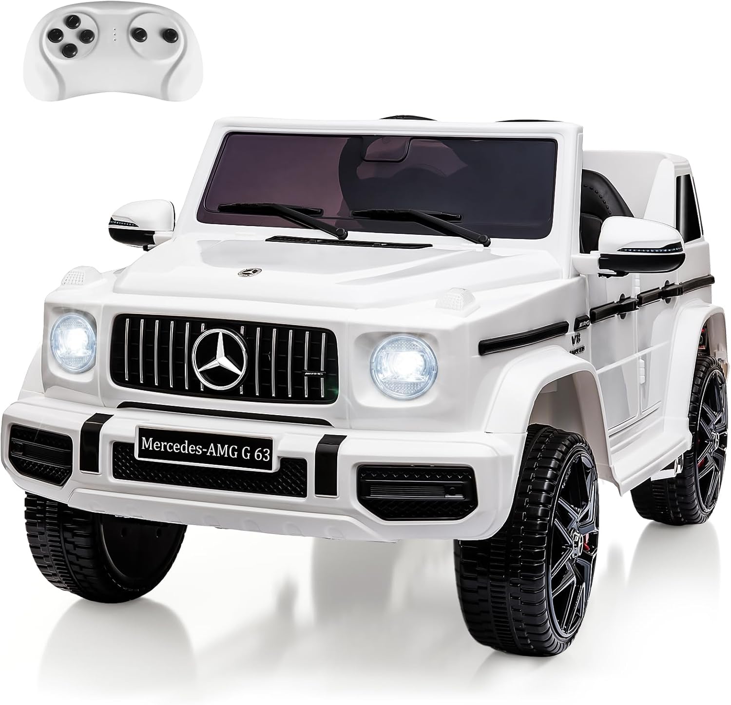 Auto eléctrico Mercedes Benz G63 de 12 V con licencia con control remoto, música, suspensión de resorte, luz LED, Bluetooth, bocina, AUX, bloqueo de