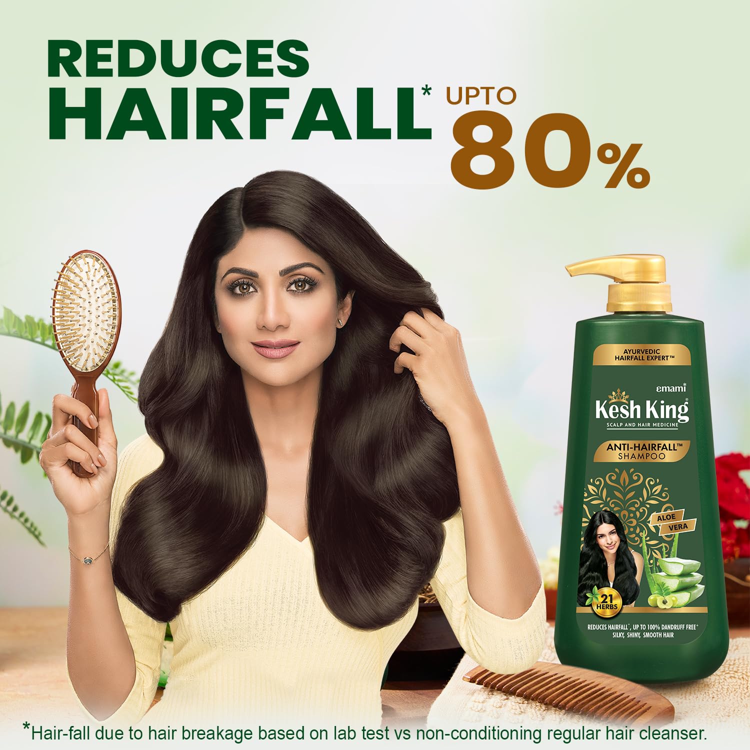 Emami Kesh King Ayurvedic – Champú anti caída de cabello que reduce la caída, 21 ingredientes naturales con la bondad del aloe vera, bhringraja y