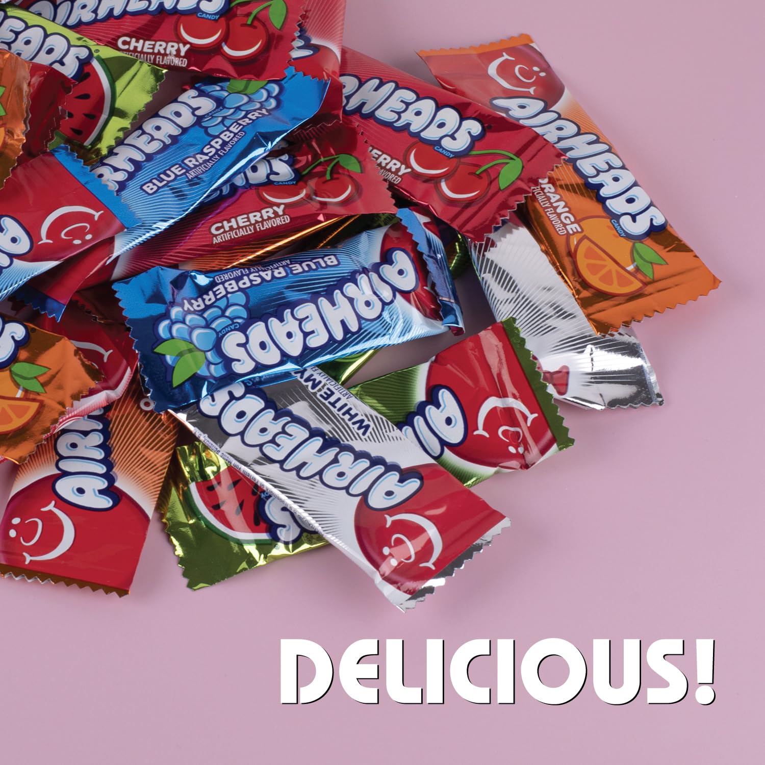 Airheads – Mini barras de dulces  1.5 libras de sabores surtidos de frutas, envueltas individualmente, caramelo de frutas, Navidad, regalos,