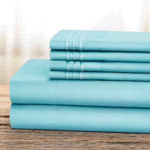 BYSURE Juego de sábanas de hotel de 6 piezas (tamaño matrimonial, azul aguamarina), juego de sábanas de microfibra de 15 pulgadas con fundas de BYSURE Juego de sábanas de hotel de 6 piezas (tamaño matrimonial, azul aguamarina), juego de sábanas de microfibra de 15 pulgadas con fundas de