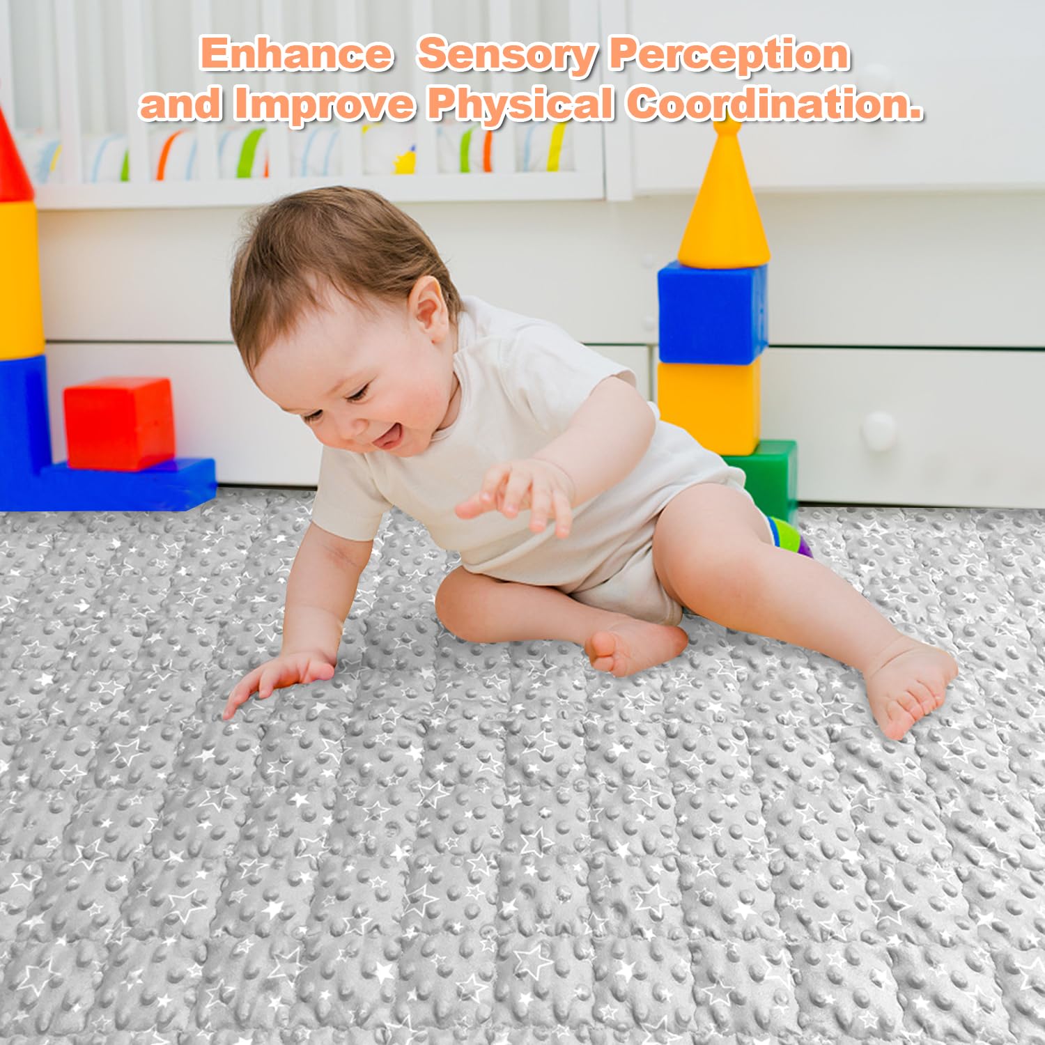 Tapetes de juego para bebés, tapete sensorial táctil para el suelo, tapete suave para el desarrollo de habilidades sensoriales y motoras, lavable a