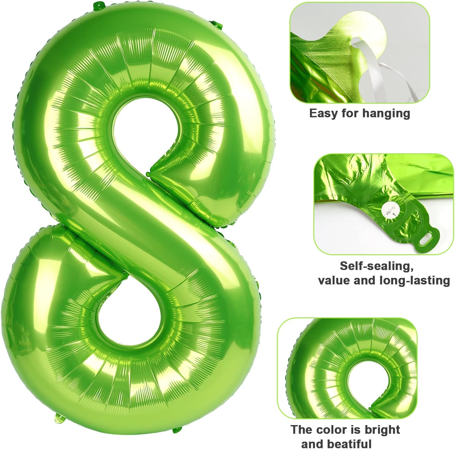 Globo verde claro de 40 pulgadas con el número 0, helio de aluminio de Mylar grande para 2024, 10, 20, 30, 40, 50, 60, 70, 80, decoración de fiesta