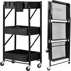 Flesser Carrito rodante plegable que ahorra espacio, negro, 3.3 pulgadas Flesser Carrito rodante plegable que ahorra espacio, negro, 3.3 pulgadas