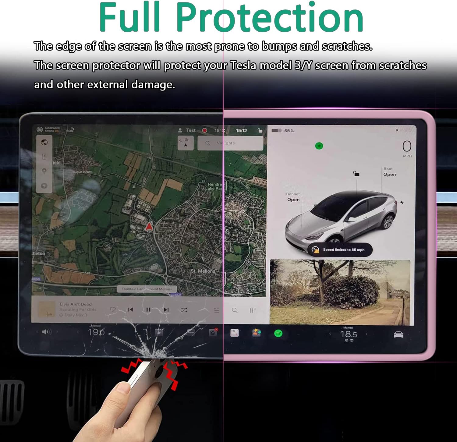 Marco protector de pantalla para Tesla Model 3  Y consola central accesorios decoración protección Tesla pantalla inastillable bordes de silicona