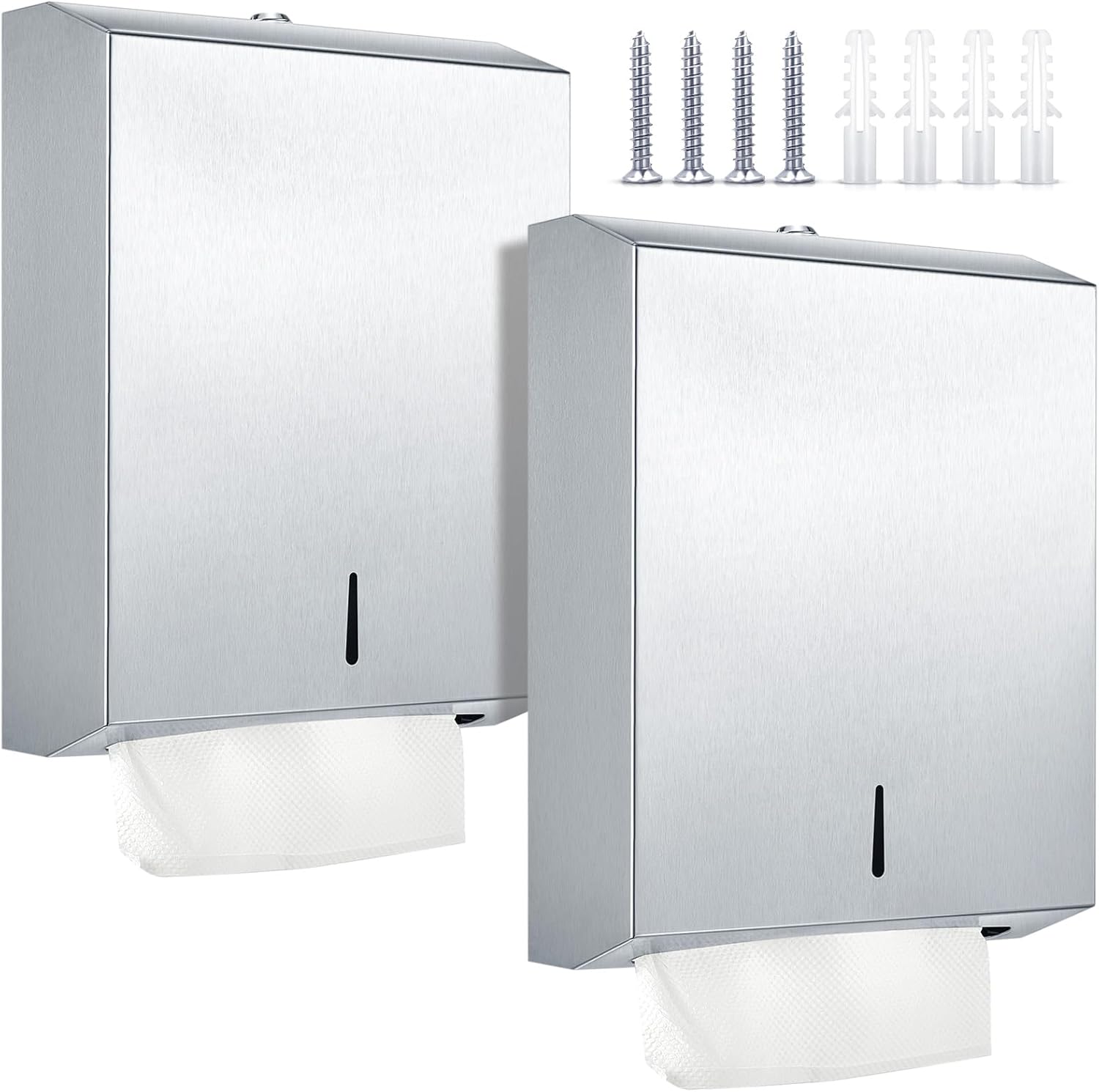Mifoci Dispensador de toallas de papel de acero inoxidable montado en la pared, dispensador de toallas de mano comercial con diseño de cerradura,