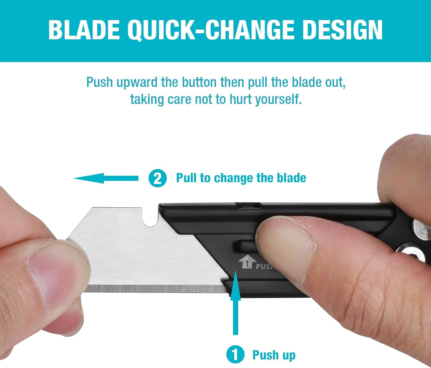 DURATECH Paquete de 2 cuchillos utilitarios plegables, mini cortador de caja con bloqueo de eje de seguridad, clip para cinturón, mecanismo de hoja
