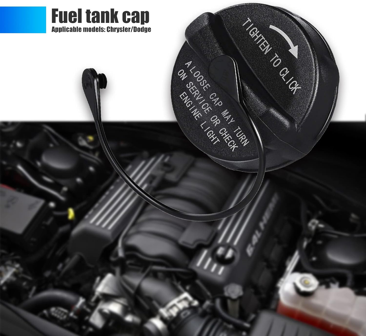Pack-1 – Tapa de combustible para automóvil, 52030377AB 5278632AG 5278632AG Tapa de gasolina de repuesto para Chrysler Dodge (negro)